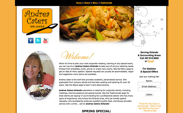 Andrea Caters Orlando Website