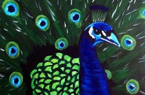 Original Fine Art for Wine & Canvas Orlando: Peacock